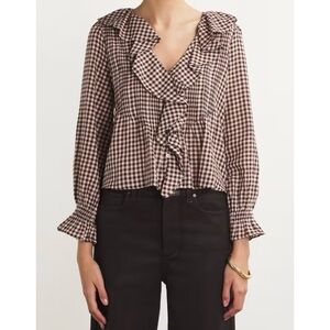 DOEN Hardy Ruffle Long Sleeve Top in Delphine Plaid